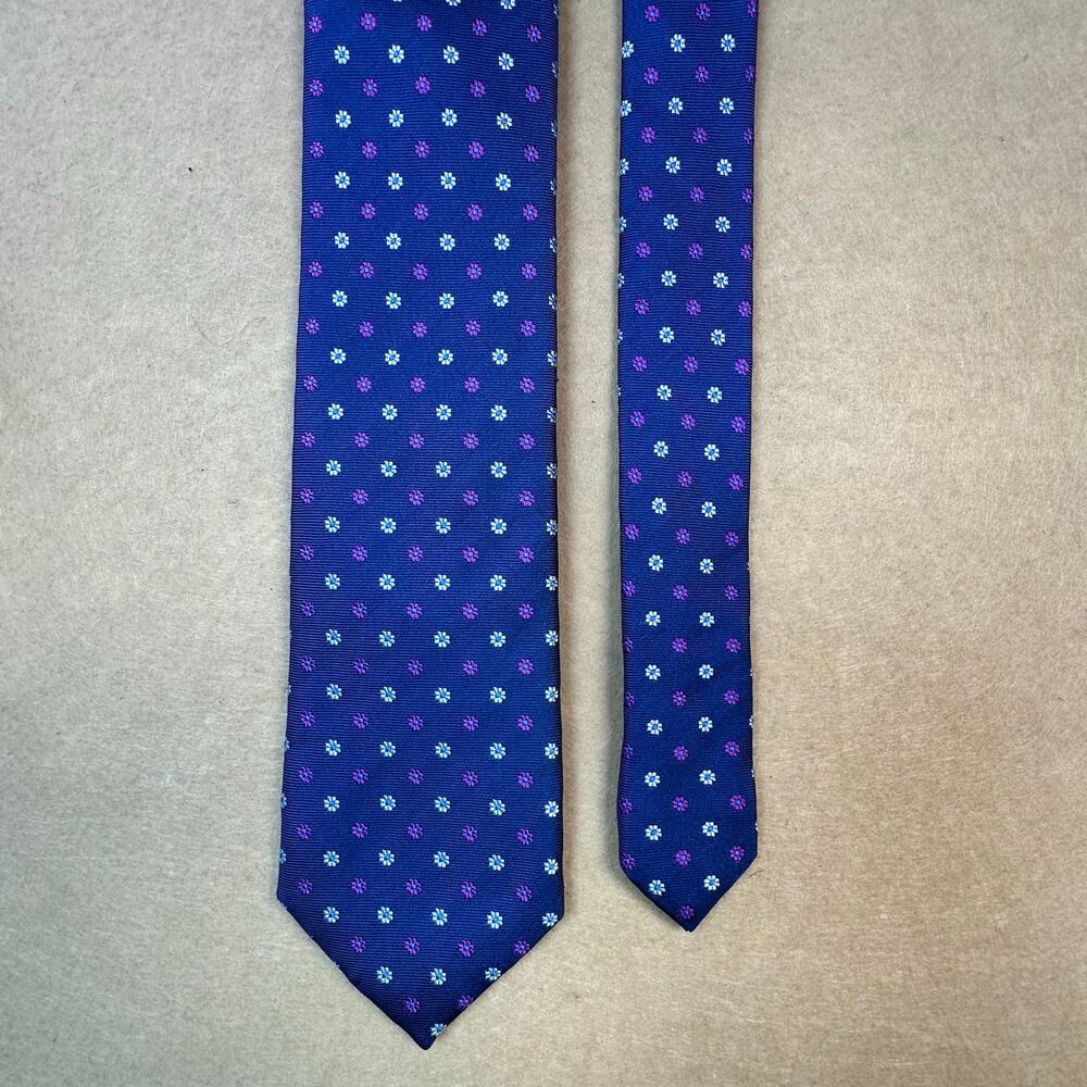 Tattersall London Tie Silk Embroidered 3" x 60" Preppy Classic floral